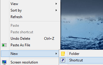 Right click on desktop and click New then Shortcut