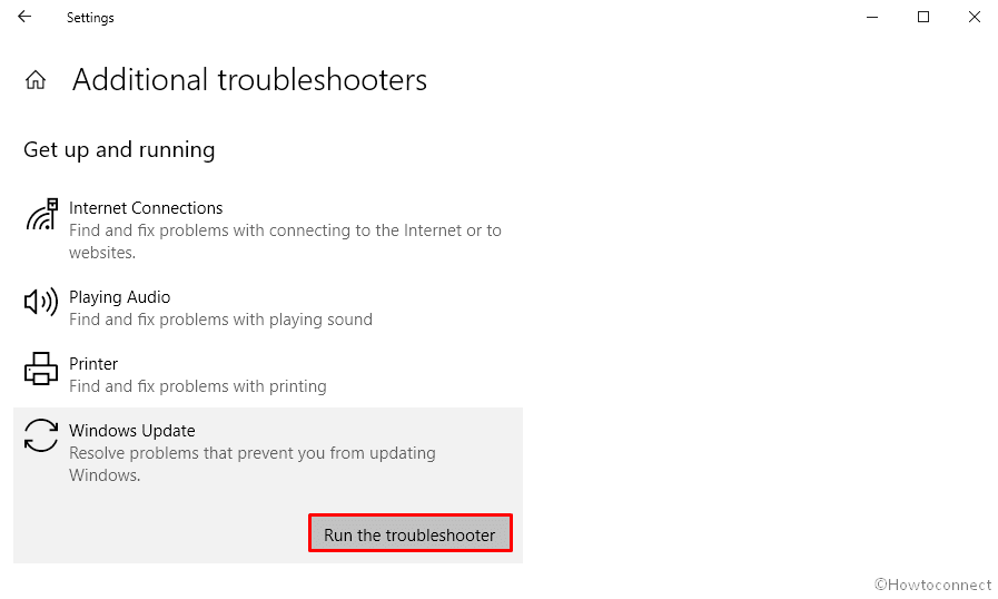 Run Windows Update Troubleshooter to fix Status 0x800f0816