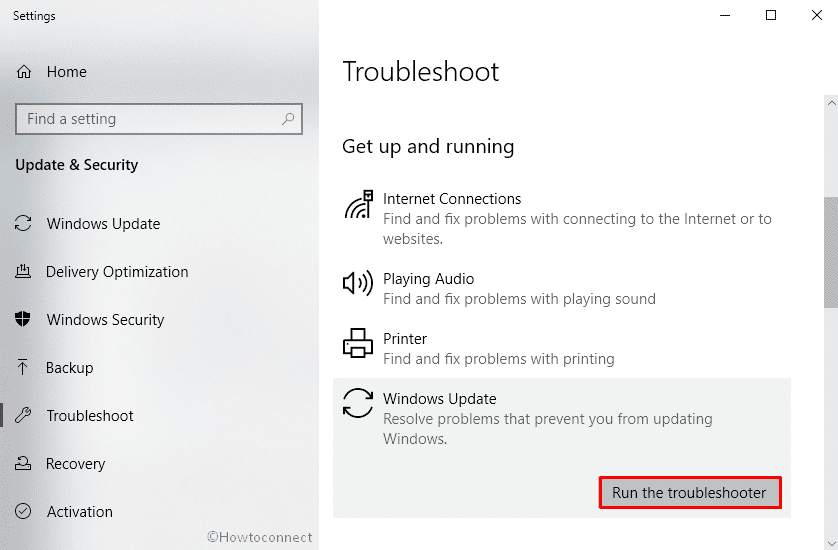 Run Windows Update troubleshooter