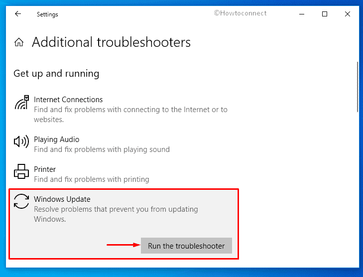 Run Windows update troubleshooter