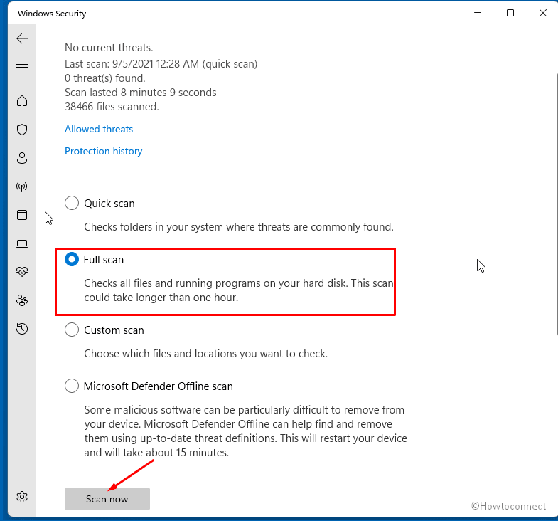 Run a full scan of Windows Defender