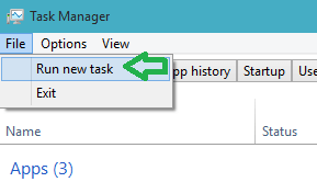 Run new task on Task Manager