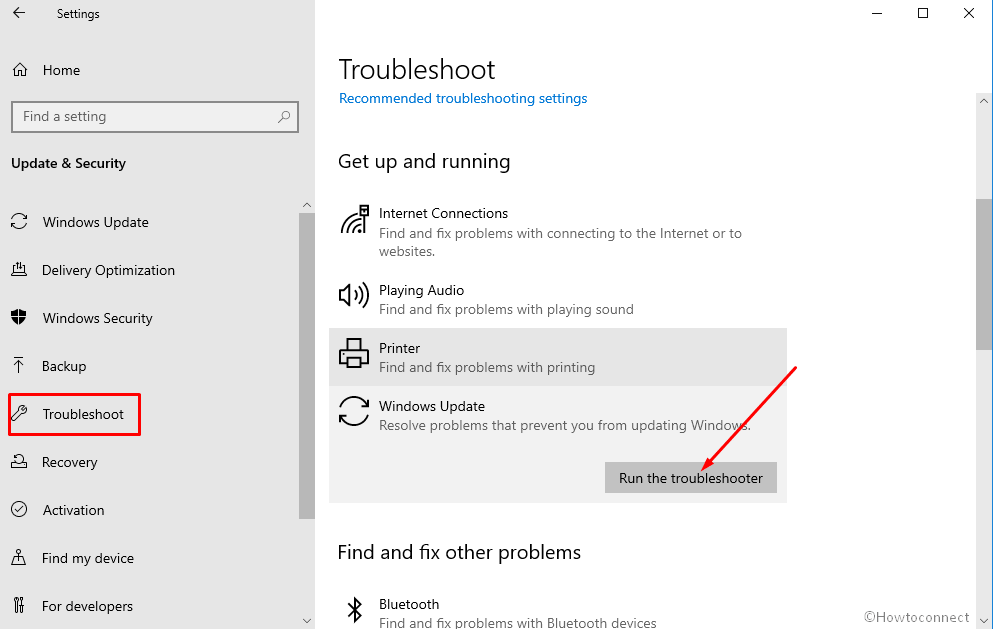 Run the troubleshooter in Troubleshoot settings section