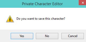 Save Character while click on Yes