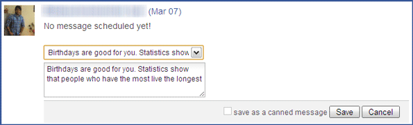 save schedule message with birthdayfb