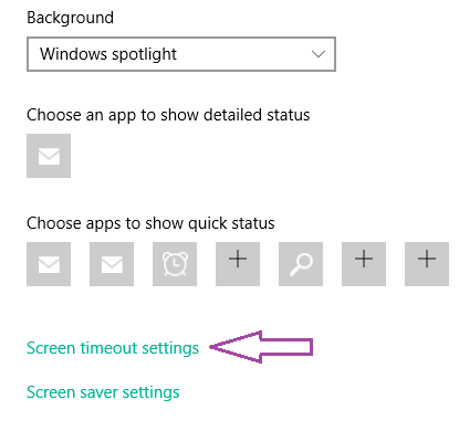 Customize Screen Timeout Settings in Windows 10