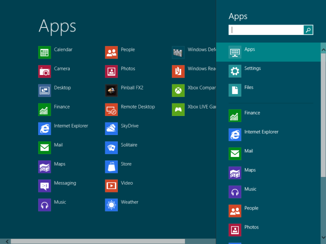 search apps in charms windows to use Windows 8 Charms Bar