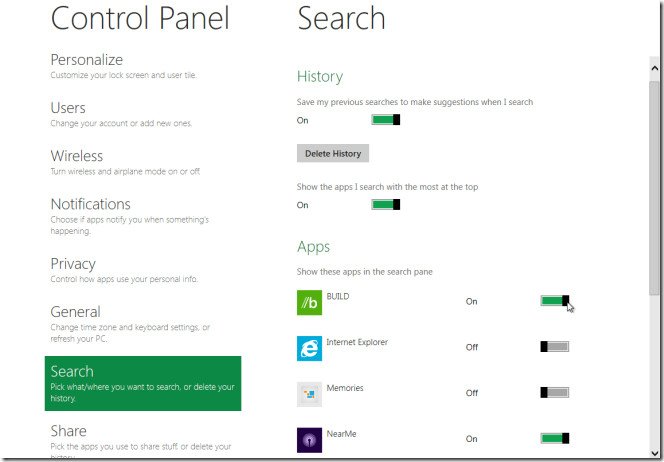 search options in windows 8 control panel