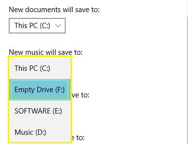 Change Drive to Save Files in Windows 10