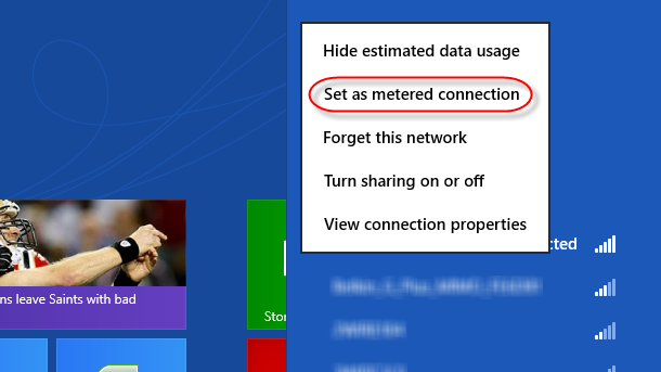 set as metered connection on wifi