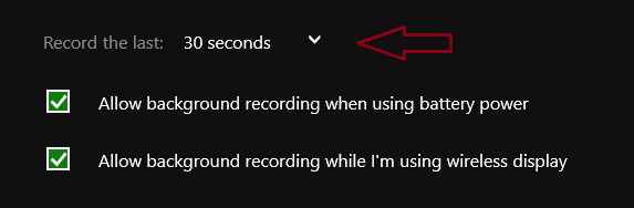 Set background recording time