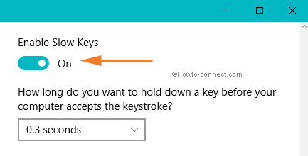 Set time of slow keys