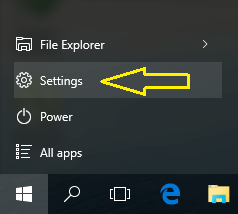 Settings symbol in glassy Start Menu in Windows 10