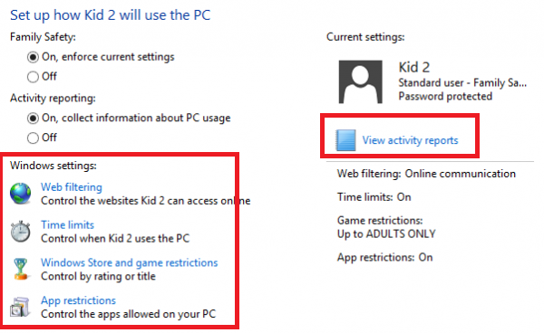 Activate Family Safety in Windows 8