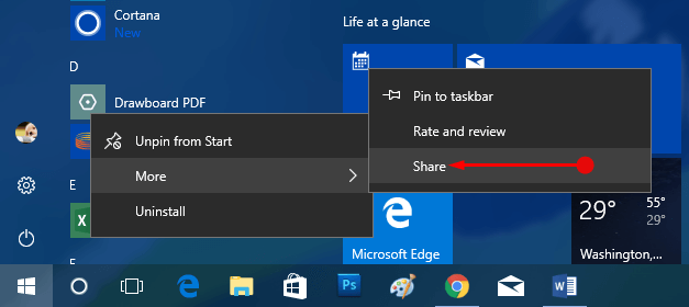 Share An App From Start Menu on Windows 10 Photo 2