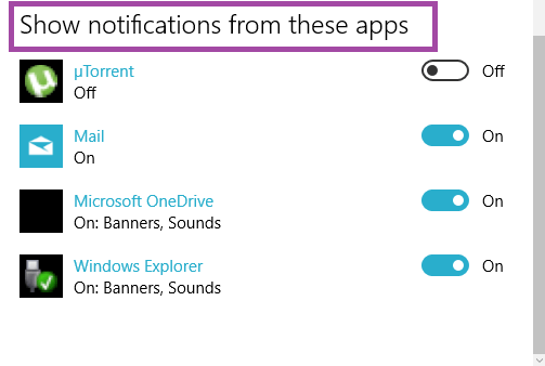 Show notifications from these apps