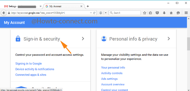 Sign-in & security under the My Account section