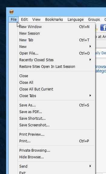 slimboat browser file menu