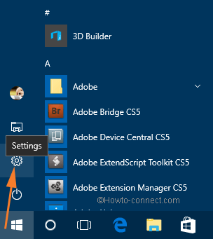 Start Menu shows off Settings symbol