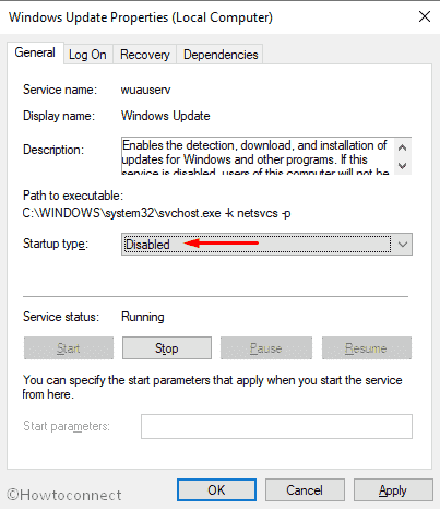 Stop Windows update service