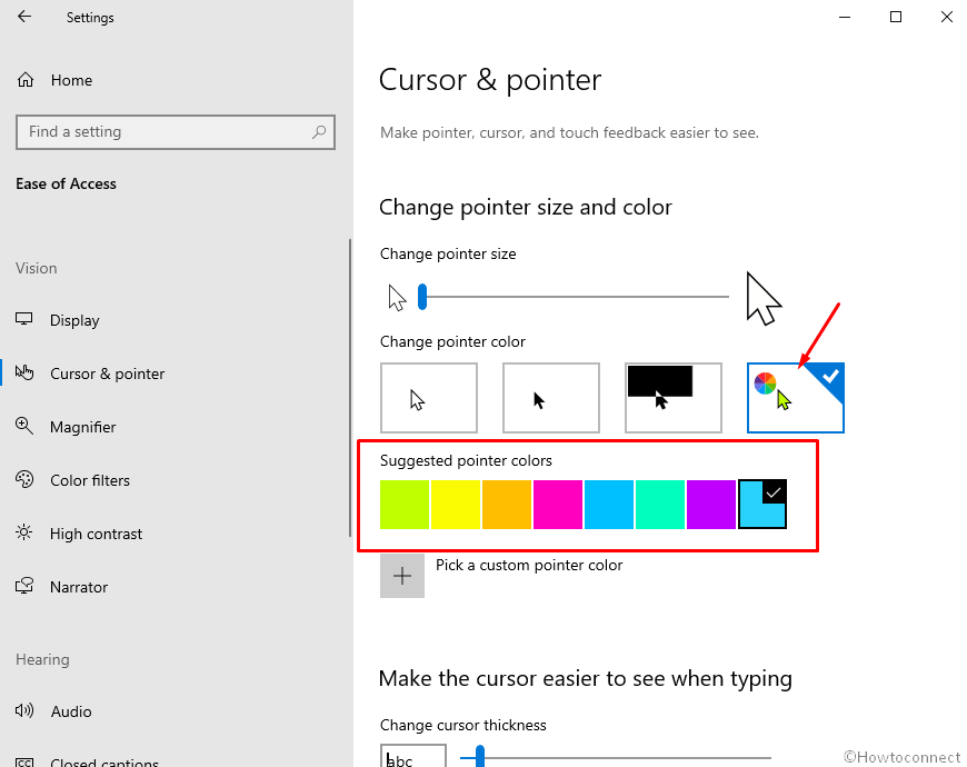 Suggested pointer color windows 10