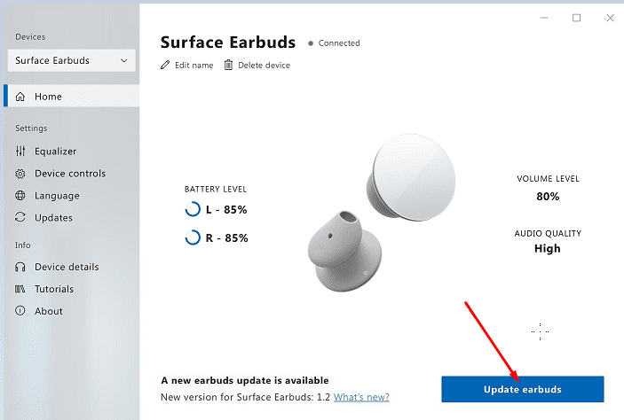 Surface Earbuds firmware update version 3.0.0.6 is available