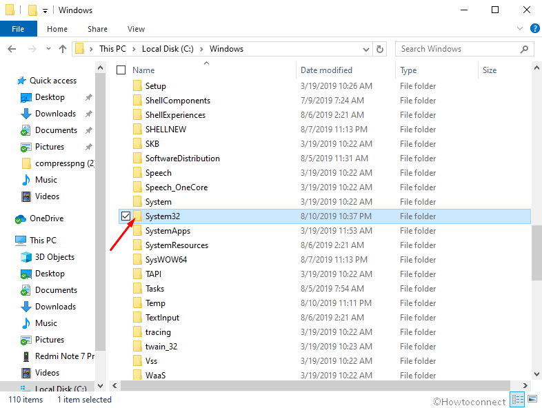 System32 directory in windows folder