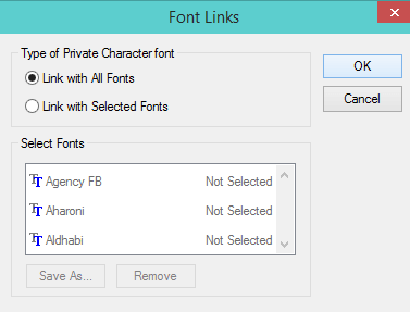 Link with All Fonts and Click Ok