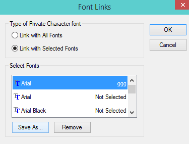 Link with Selected Fonts Ok