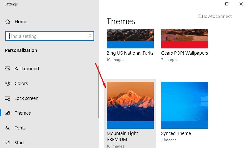 Theme Settings page displaying Mountain Light PREMIUM Image 2