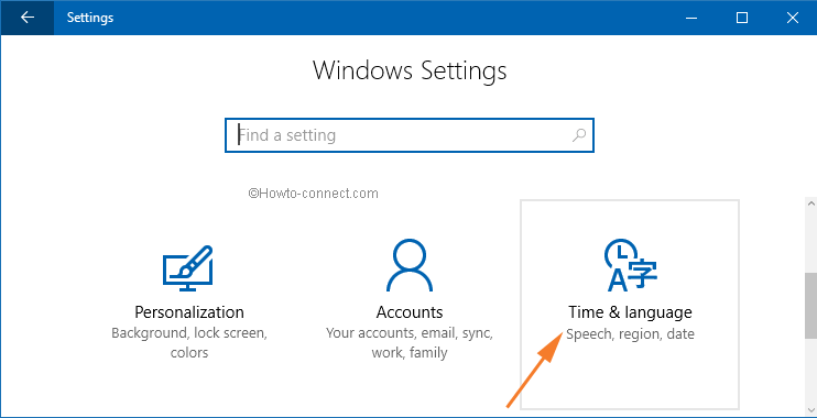 Time & Language under the Settings program in Windows 10