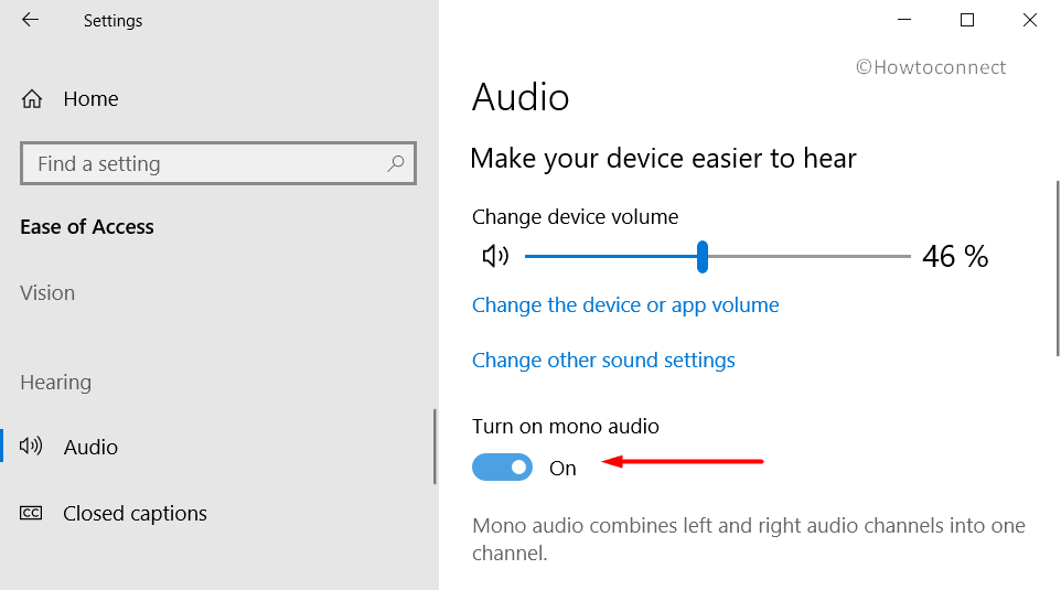 Toggle On or OFF Mono Audio feature in Windows 10 Pic 2