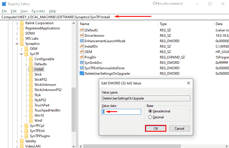 Touchpad Settings Reset to Default-change the DWORD value of DeleteUserSettingsOnUpgrade