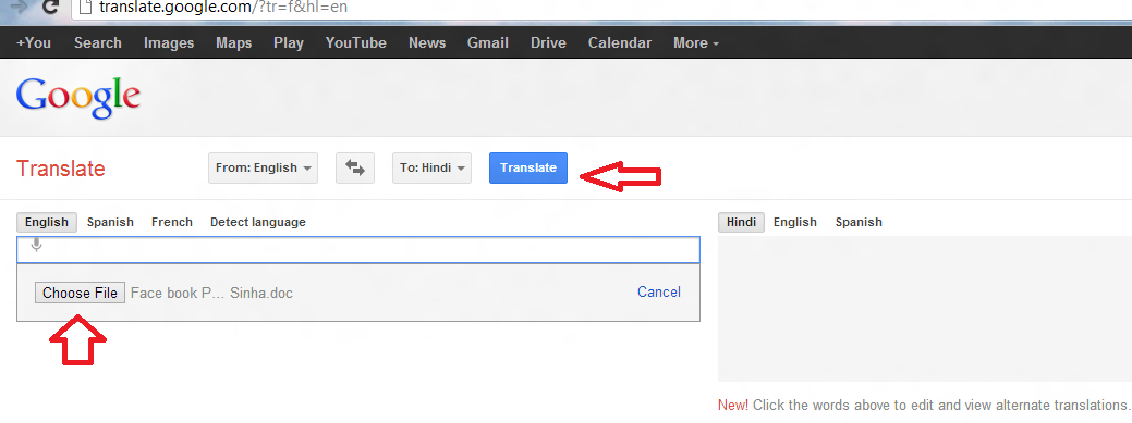 translate word files online from google