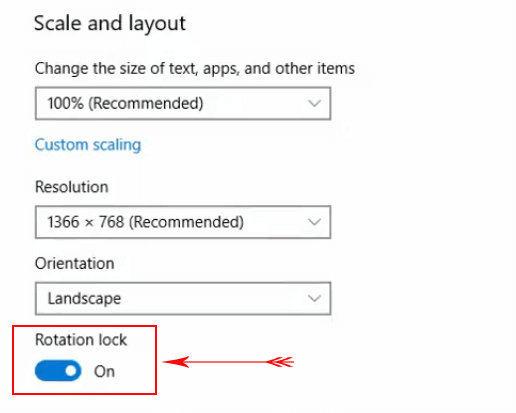 Turn Off Screen Rotation on Windows 10 changing Display Settings Pic 3