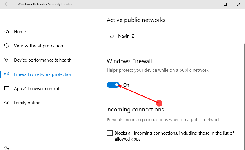 Turn On / Off Firewall & Network Protection on Windows 10 image 5