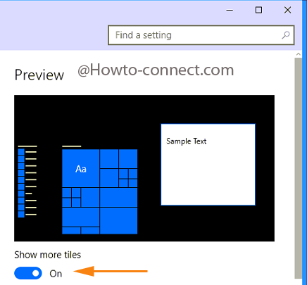Turn on the slider to Show More App Tiles on Windows 10 Start Menu