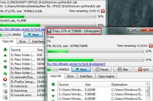 Copy Bulk Files Faster using Ultracopier in Windows
