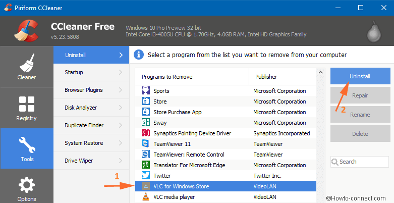 Uninstall a Program Using CCleaner on Windows 10 picture 2