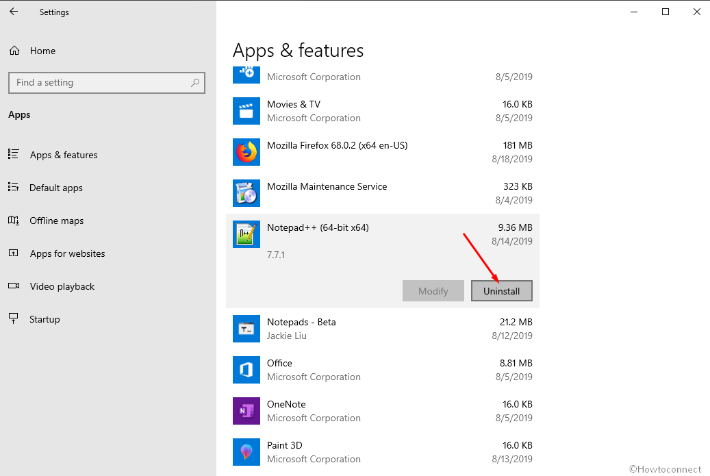 Uninstall button right pane of apps & features
