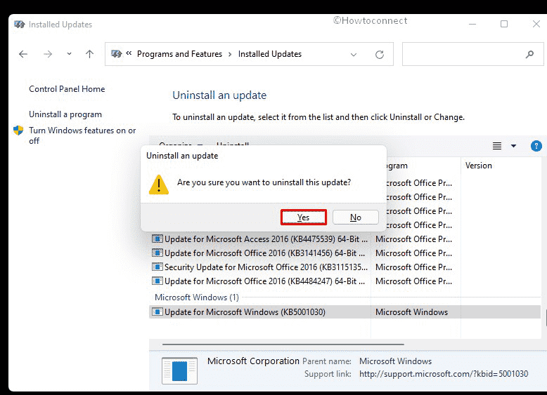 Uninstall faulty Windows update
