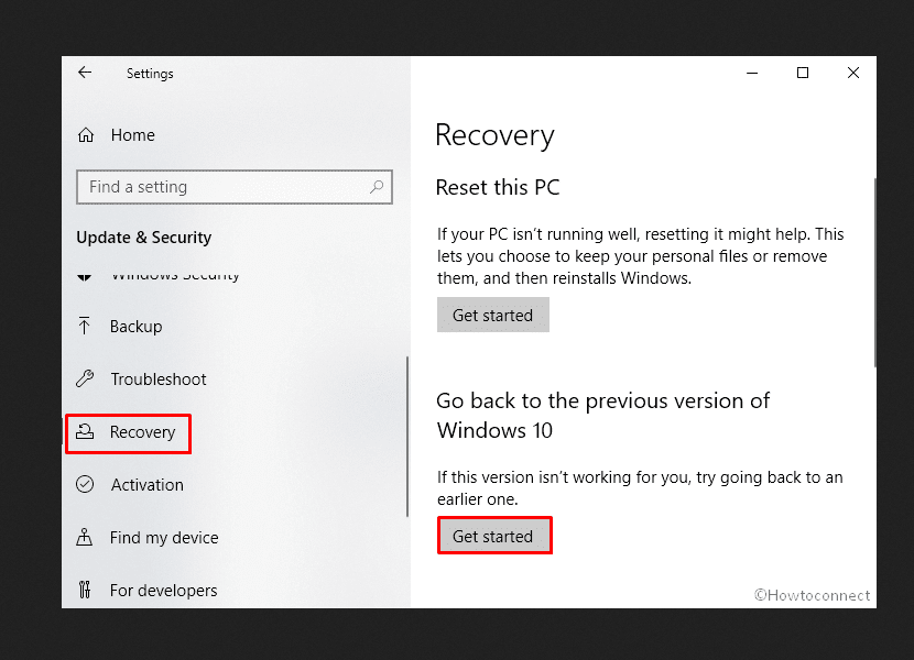 Use Recovery option to Go back to the previous version of Windows 10