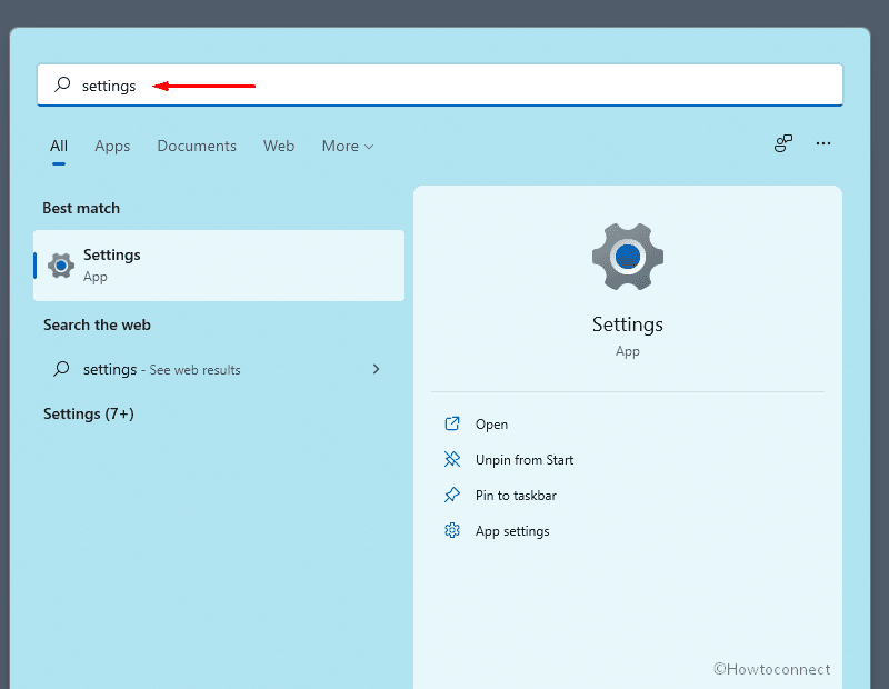 Use Windows search to open Settings
