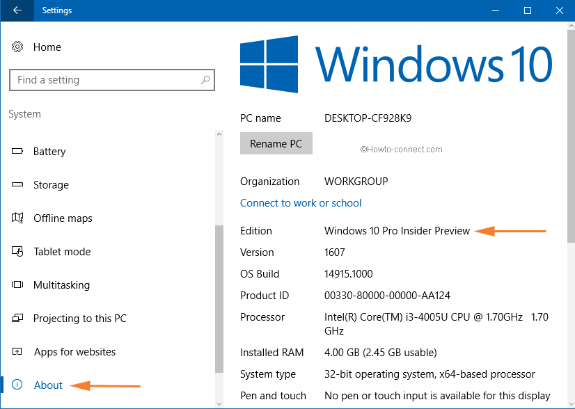 Version of Windows Installed on System