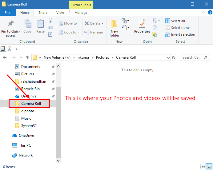 Where is the Captured Photo saved in windows 10 pic 2