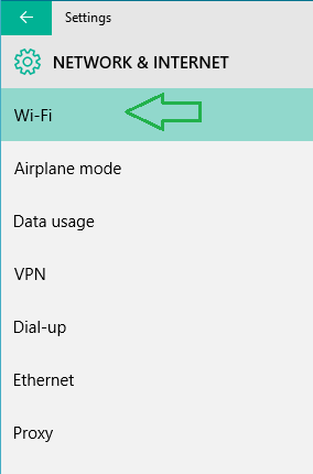 Wi-Fi settings of Network & Internet category