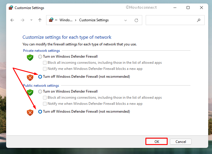 WiFi not working in Windows 11 - Disable Windows Defender Firewall