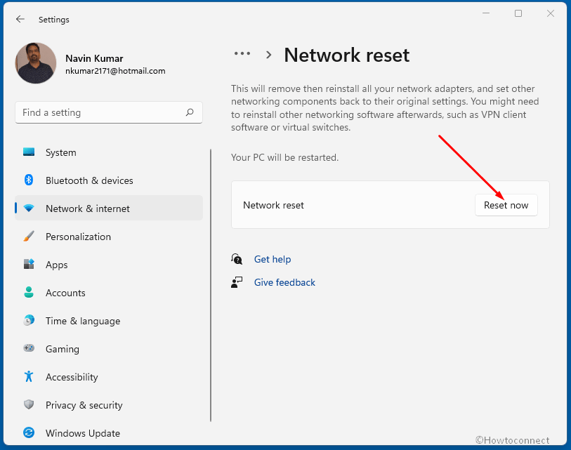 WiFi not working in Windows 11 - Reset Network