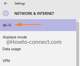 WiFi segment in Windows 10 Settings program