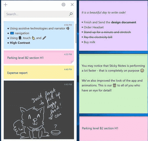 Windows 10 1903 Changes Improvement, and Features - Sticky notes 3.0